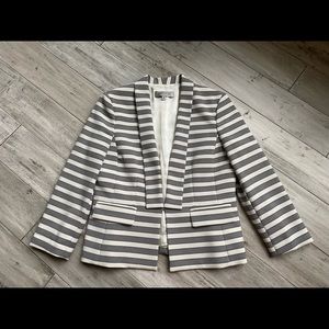 Kasper Gray and White Striped Blazer